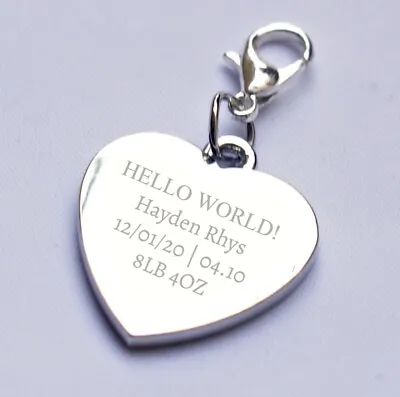 Personalised Charm Engraved Baby Girl Boy Present Gift Christening Keepsake  • £5.99