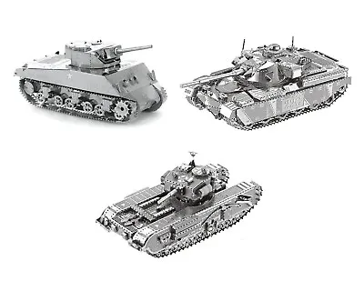 Metal Model Tanks Sherman Churchill Chieftain 3D Metal Model DIY Kits Hobby Gift • £10.45