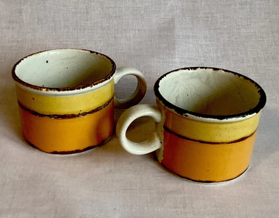 £12 • Buy Vintage Midwinter Stonehenge Sun  2 Coffee Cups 6.5cm High Crazed Inside