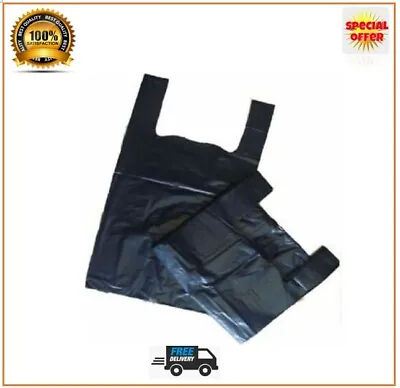 £5.45 • Buy Carrier Bags Black Strong Vest Bags Supermarkets Shops Stalls Small And Large  