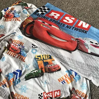 Kids Twin Sheet Set Lightning McQueen Mater Cars Fitted And Pillowcase VERY SOFT • $40