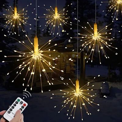 LED Firework Fairy String Lights Hanging Starburst Battery Operated Xmas Party • £10.19