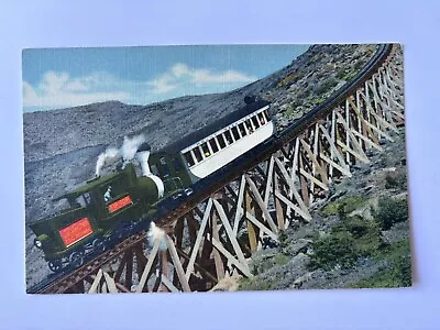 Jacob's Ladder Mt Washington NH COG Railway Train Linen Postcard White Mts • $1.99