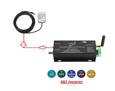 QK-A026 AIS Receiver NMEA Multiplexer+WiFi+GPS  With Portable GPS Antenna (R&S) • $205