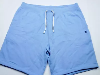 New* Polo Ralph Lauren Sweat Shorts Xxl Light Blue Navy Pony Soft Fleece Stretch • $36.99