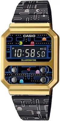 Casio Vintage X PAC-MAN Digital Black/Gold Men's Watch A100WEPC-1B • $188