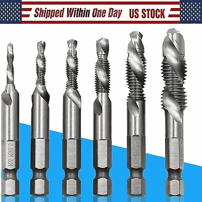 6pcs Drill Tap Countersink Deburr Set Metric Combination Drill Tap Bit M3-M10 US • $9.99