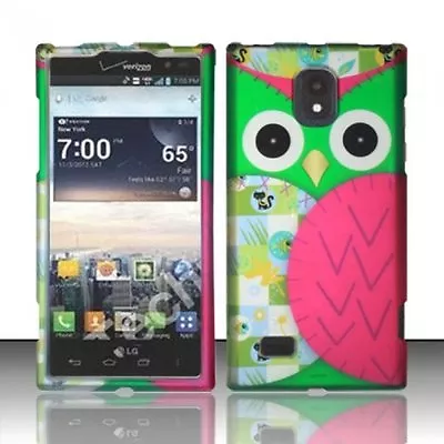 Design Rubberized Hard Case For LG Spectrum 2 VS930 - Green Pink Owl • $8.75