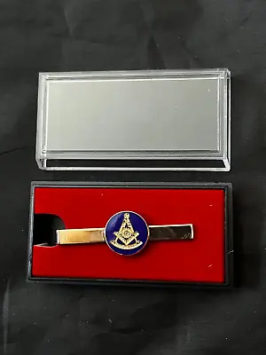 Freemason Past Master With Square Tie Bar Necktie Gold Color Round NEW! • $9.96