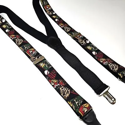 VINTAGE Pelican USA Braces Suspenders Baseball Theme Clip On • $31.98