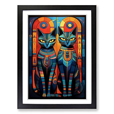 Egyptian Cat Symbolism Wall Art Print Framed Canvas Picture Poster Decor • £29.95