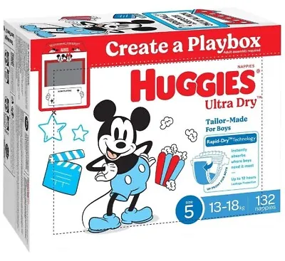 Huggies Boys' Ultra Dry Nappies Size 5 Walker (13-18kg) 132 Nappies • $65.50