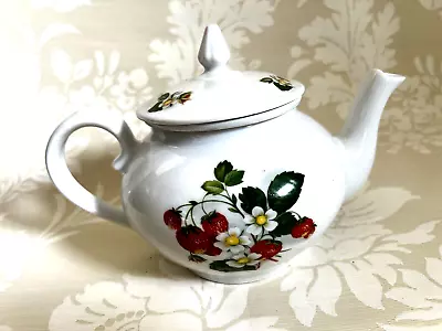 France Apilco Porcelain Teapot Tea Pot  W. Filter Strawberry Pattern Vintage New • $55