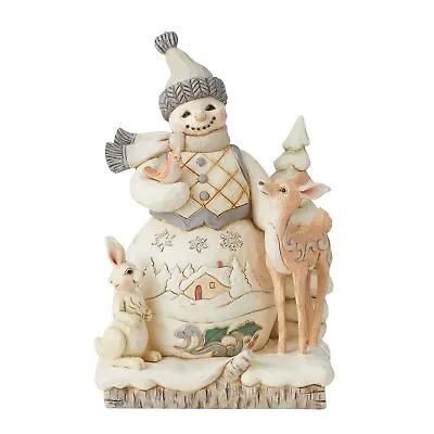 $69.99 • Buy Jim Shore Heartwood Creek White Woodland Snowman With Deer Figurine 6011616