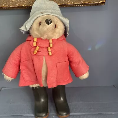 Original 1972 Vintage Gabrielle Paddington Bear With Tags And Dunlop Boots + Hat • £69.99