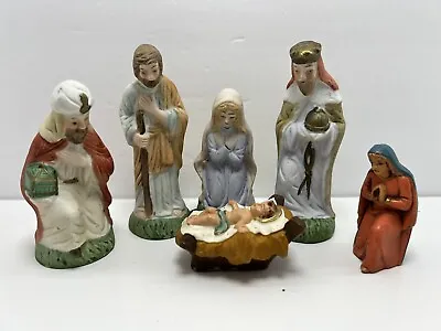 Vintage Ceramic Nativity Set Small 5” Figurine Hand Painted • $39.99