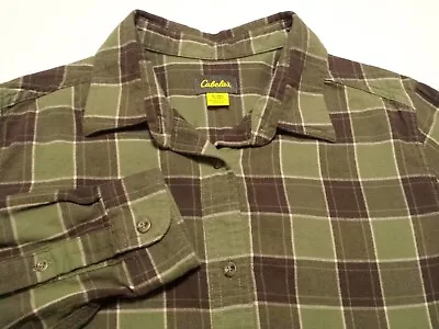 Cabela's Womens XL Shirt Long Sleeve Button-Front Multicolor Plaid Check Flannel • £16.62