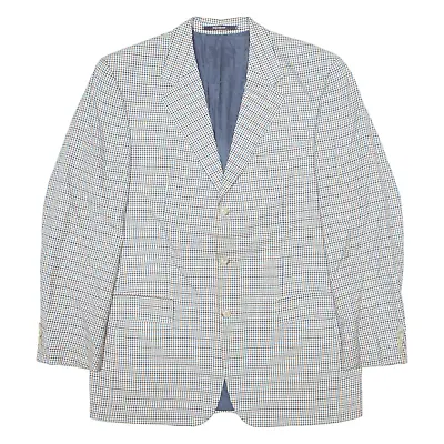 YVES SAINT LAURENT Mens Blazer Jacket Cream Wool Gingham XL • £37.99