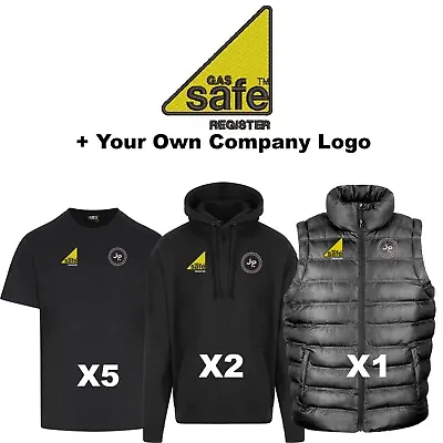 Gas Safe T Shirt Hoodie & Padded Gilet Workwear Bundle Embroidered Your Logo • £144