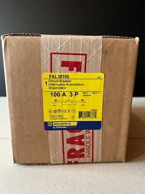 NEW Factory Sealed Square D FAL36100 100A 600V 3 Circuit Breaker • $425