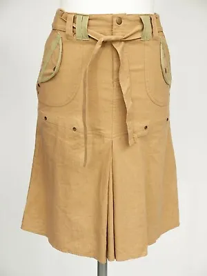 Maternity Cargo Skirt 10-12 Mustard 1990s Y2K Style FunMum Pleated Pockets Belt • £19.99