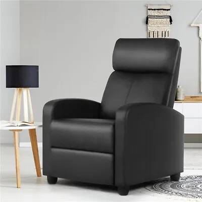 Recliner Chair Leather Modern Single Reclining Sofa Home Theater Seating Black • $129.99