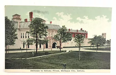 Postcard Entrance To Indiana Prison Michigan City Indiana C. 1907  • $3.49