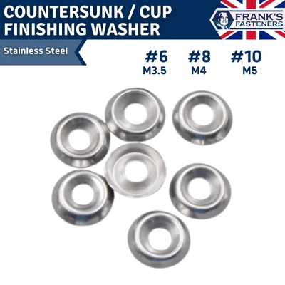 £2.07 • Buy No. #6 #8 #10  M3.5 M4 M5 CUP COUNTERSUNK FINISHING WASHERS A2 STAINLESS STEEL