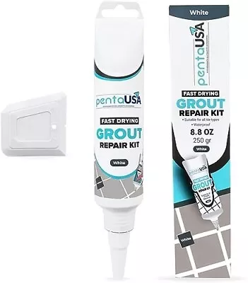 PentaUSA Grout Reviver - 250 Gr White Tile Adhesive Renews Fills Tube Fast Dry • £16.50