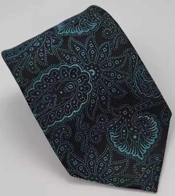Van Heusen Silk Tie Black Blue Green Paisley Floral Men Necktie 58 X 3.25 • $11.24