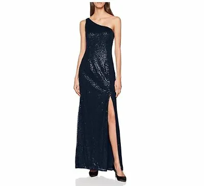 Adrianna Papell Womens 2 Midnight Blue One Shoulder Sequin Evening Gown NWT BC86 • $45