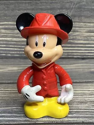 Disney 2008 Mickey Mouse Plastic Figure 3.5”Fireman Red Coat Hat Yellow Shoes • $8.99