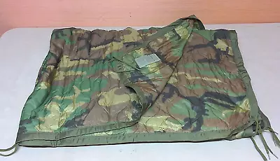 US Military Issue Woodland Camouflage Woobie Wet Weather Poncho Liner • $49.99