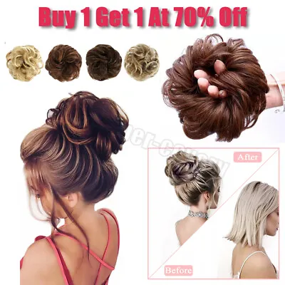 Hair Bun Curly Messy Hair Piece Scrunchie Updo Hair Extension Fake Real As Human • £3.54