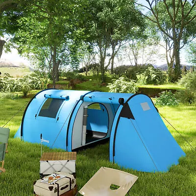 3000mm Waterproof Camping Tent With Bedroom And Living Room For 3-4 Man Blue • £89.99