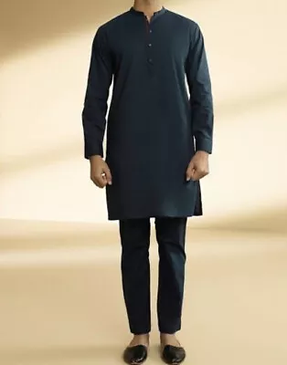 New Mens Sapphire Kameez & Trousers Suit Blue XL Cotton Pakistani Outfit Eid • £44.99