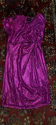 JM Studio Magenta Pink Purple Sequin Formal Evening Dress  Prom Size  M Strech • $0.99