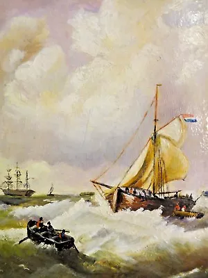 Unsigned? TOP Paintings: NETHERLANDS TRADING SHIP AROUND 1600 PEOPLE IN DINGHIES • £205.62