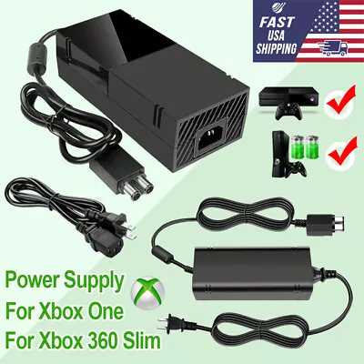 For XBOX ONE XBOX 360 Slim 360S Console Brick Power Supply Charger Power Cord US • $16.89