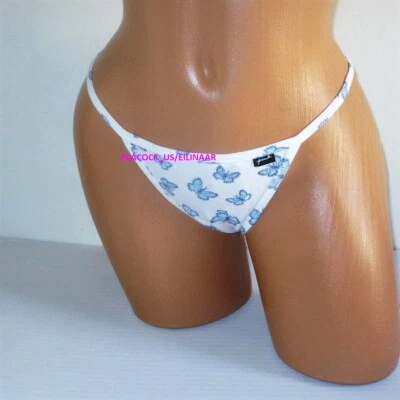 $10.95 • Buy Victorias Secret PINK Cotton V-String Thong Panty S M L XL White Blue Butterfly