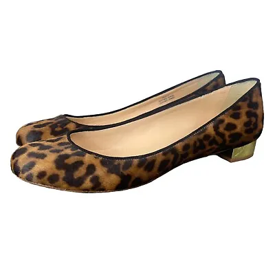 J Crew Womans Cheetah Leopard Print Shoe Size 7 1/2 Kitten Heel Calf Hair • $32