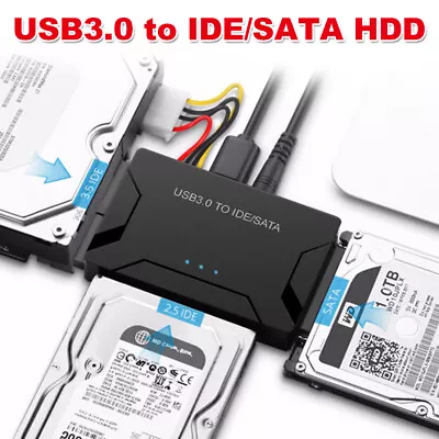 USB 3.0 To IDE & SATA Converter External Hard Drive Adapter 2.5 /3.5  Cable NEW • $29.45