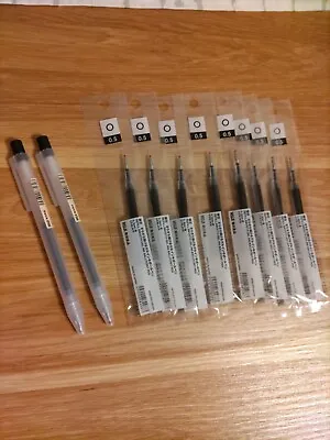 2 Pieces MUJI Moma 0.5mm Gel Ink Pen Office Pen With 8 Pieces Refills From Japan • $38.54