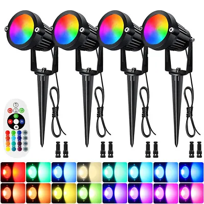 6W LED Garden Spot Lights 12V RGB Landscape Lights Spike Light Remote Waterproof • £14.27