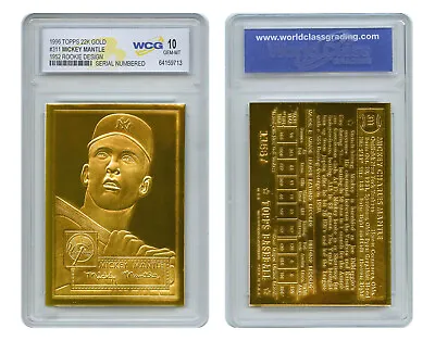 1996 Topps Mickey Mantle 22K Gold Card 1952 ROOKIE Card Design #311 GEM MINT 10 • $15.95