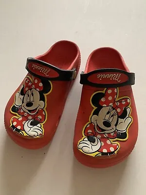 Girls Crocs Red And Black Minnie Mouse Disney Size 1  • $22