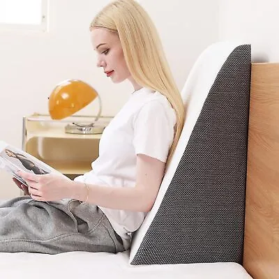 12  Bed Wedge Pillow - Memory Foam Triangle Wedge W/ Washable Cover Acid Reflux • £40.53