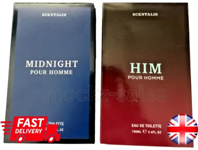 2 X Scentalis Mens Designer Fragrance Gift Set Midnight & Him 2 X 100ml = 200ml • £8.99