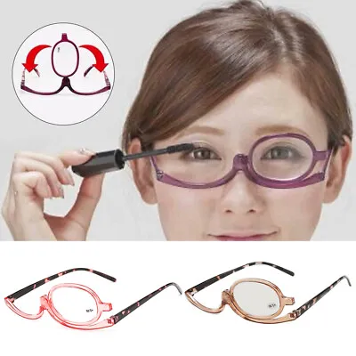 Women Makeup Reading Glasses Magnifying Flip Down Eyeglasses With Rotating Lens • £3.14