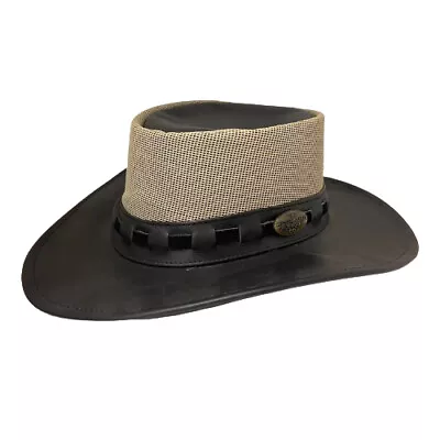 Australian Bush Hat Buffalo Leather Aussie Outback Cowboy Akubra Style Indiana • $59.95